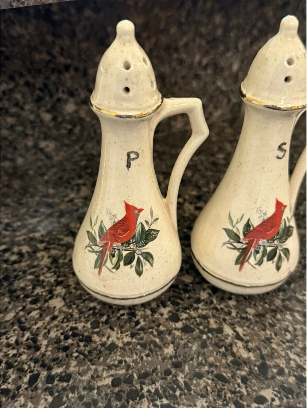 Vintage Cardinal, Butterfly Salt And Pepper Shakers
